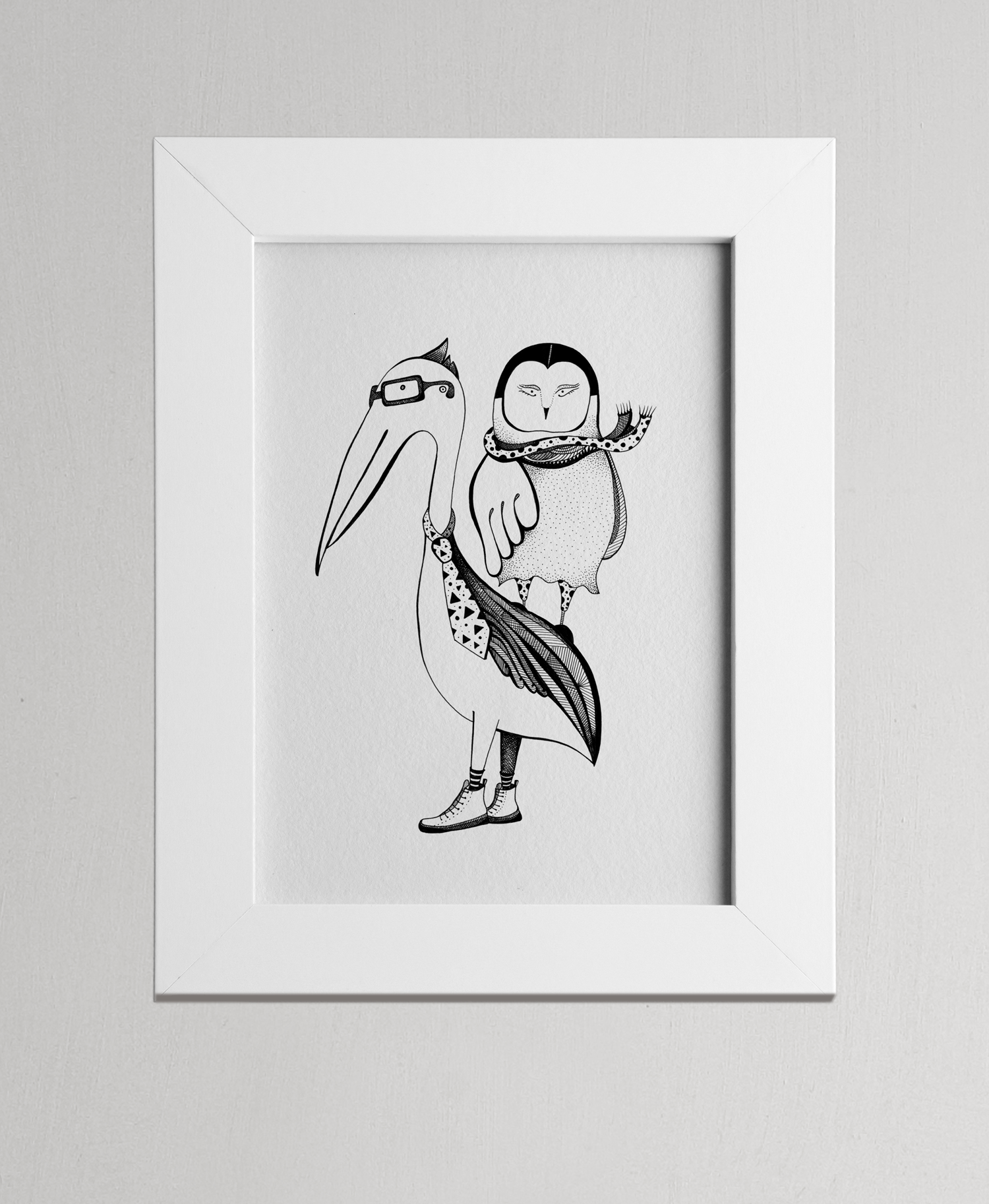 Owl & Pelican Wedding illustration | zazdesign graphic lab